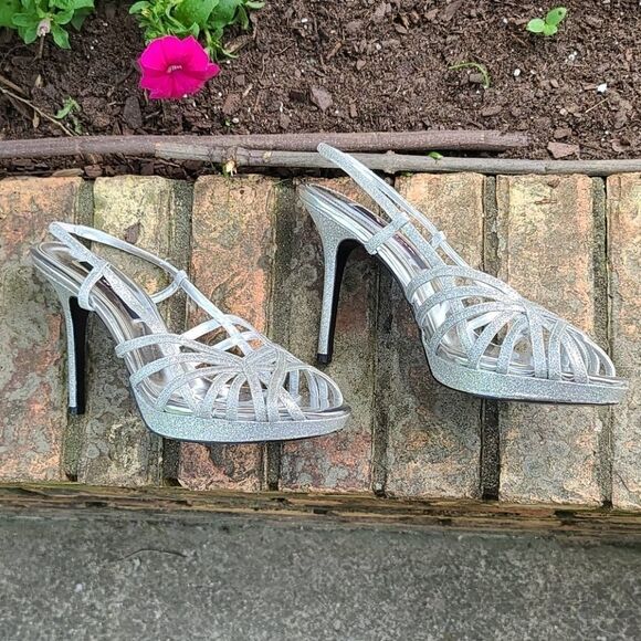 Nina Silver Sparkling Strappy heels - Picture 4 of 7